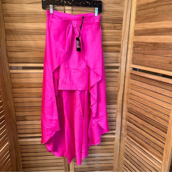 Cynthia Rowley Maxi Low High Silk Bow Skirt in pink size 2 - Picture 5 of 11